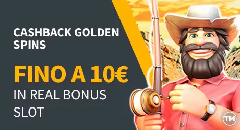 Cashback Golden Spins – fino a 10€ in Real Bonus Slot